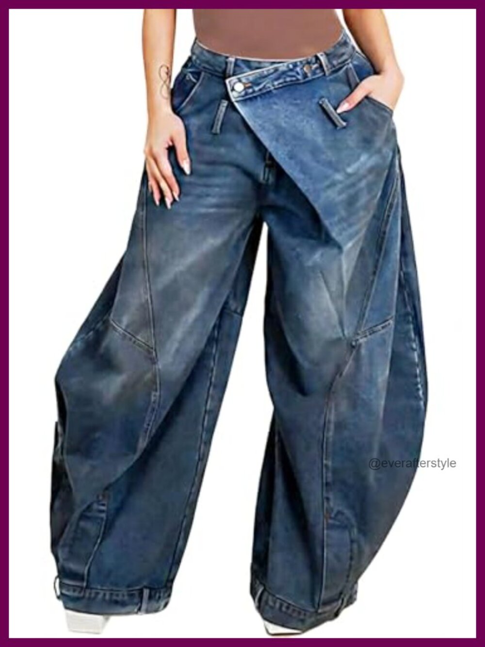 High Waisted Baggy Barrel Jeans Wide Leg Boyfriend Denim Pants